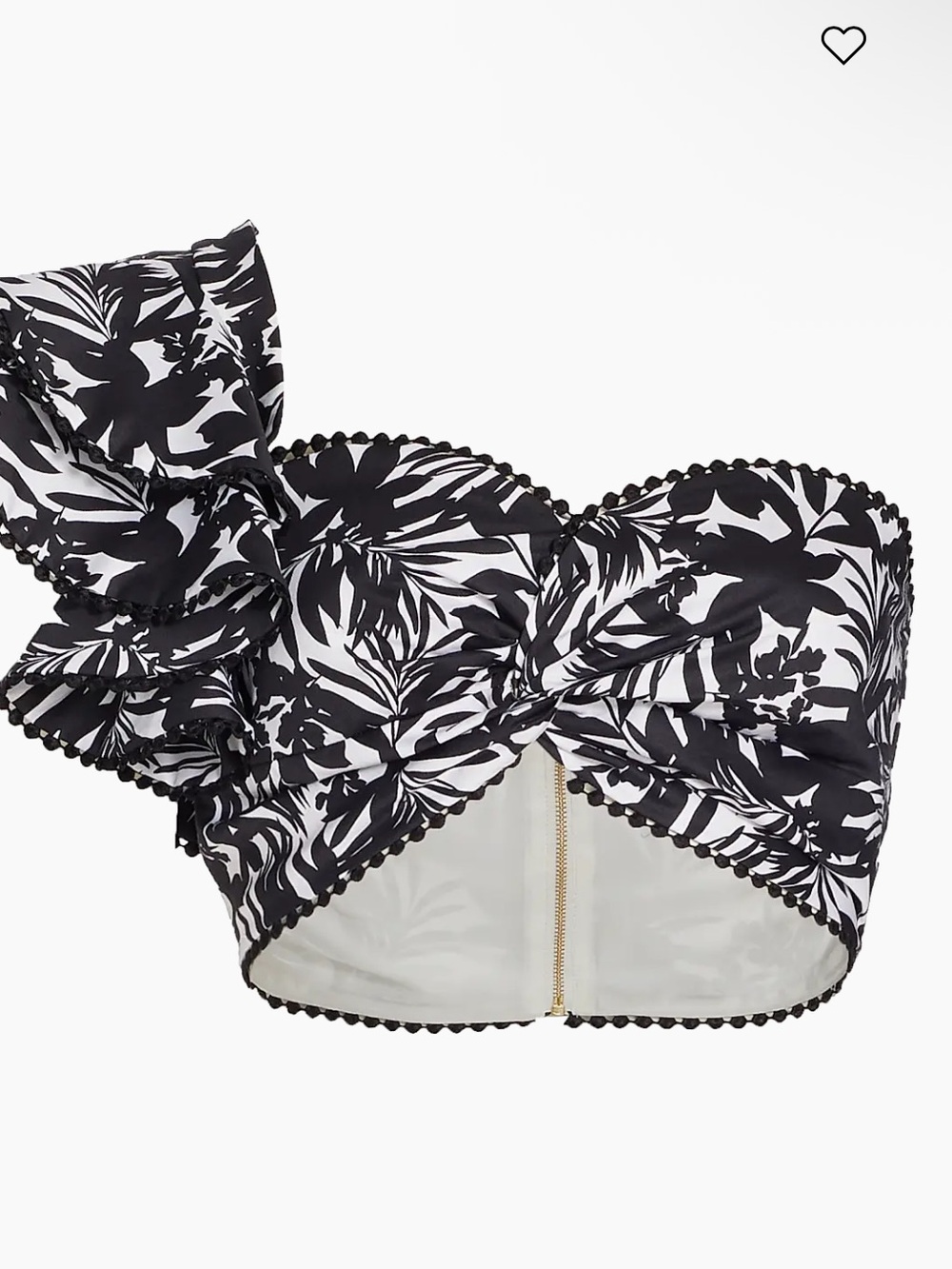 Amur Zeha One-Shoulder Floral Bra Top Black White 00